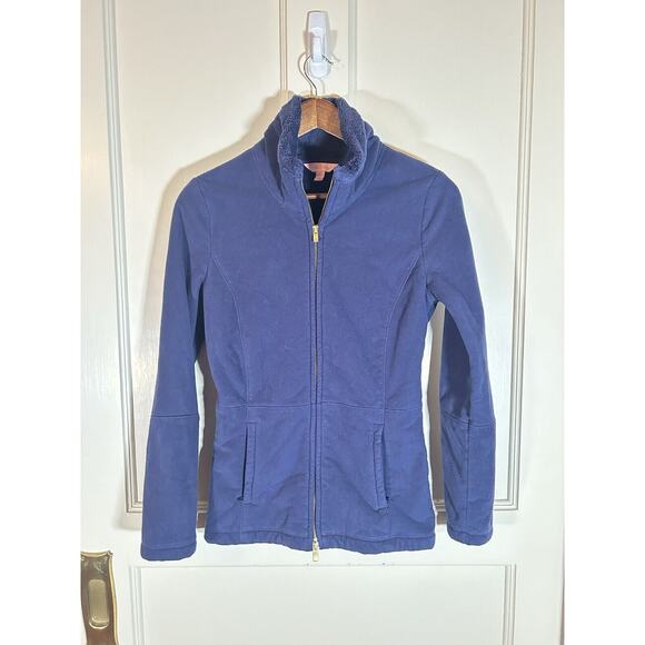 Lilly Pulitzer Sherpa Lined Fleece Full Zip Jacket Womens Size XS Blue Casual - Picture 1 of 8